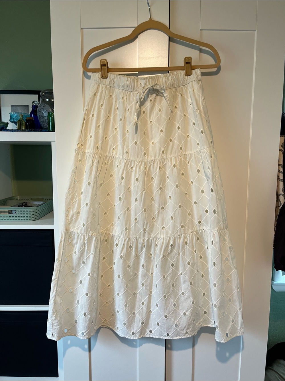 a new day Cream Eyelet Tiered Maxi Skirt
